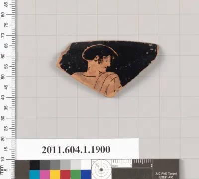 Terracotta rim fragment of a kylix (drinking cup)
