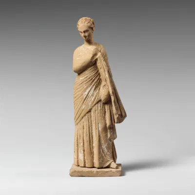 Terracotta statuette of a draped woman