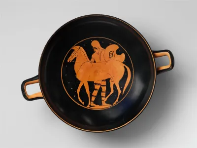 Terracotta kylix (drinking cup) with horses