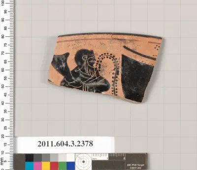 Terracotta rim fragment of a kylix: eye-cup (drinking cup)