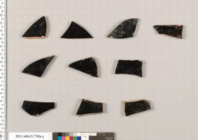 Terracotta fragments of kylikes (drinking cups)