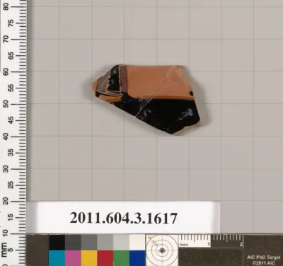 Terracotta fragment of a kylix: Band cup (drinking cup)