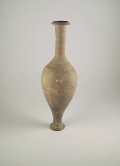 Terracotta spindle-shaped unguentarium (perfume bottle)