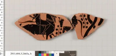 Terracotta fragments of a kylix: eye-cup (drinking cup)