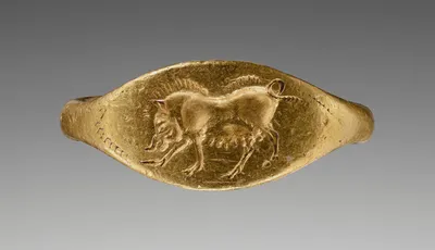 Engraved Ring with a Sow