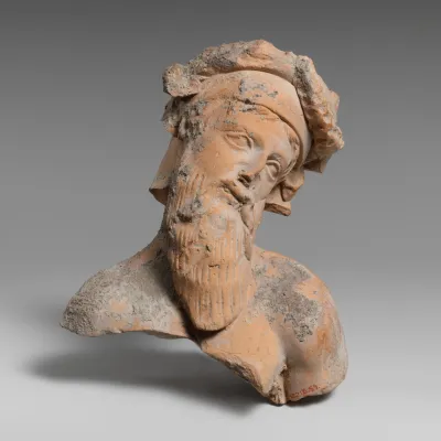 Terracotta fragment with the upper body of a bearded man