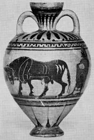 AMPHORISKOS (CORINTHIAN, BLACK-FIGURE)