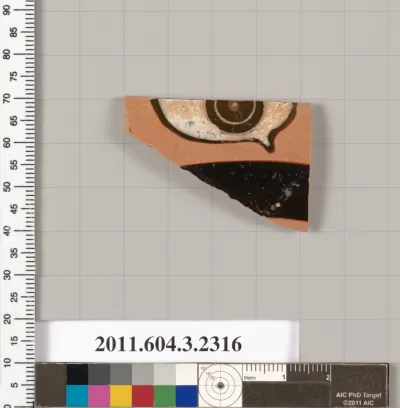 Terracotta fragment of a kylix: eye-cup (drinking cup)