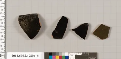 Terracotta fragments of pots; unglazed on the inside