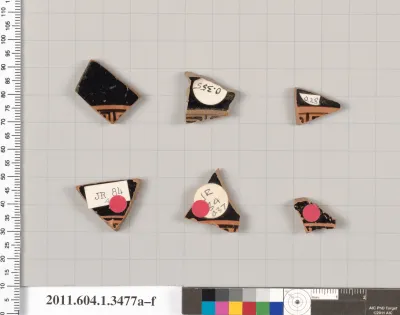 Terracotta fragments of kylikes (drinking cups)