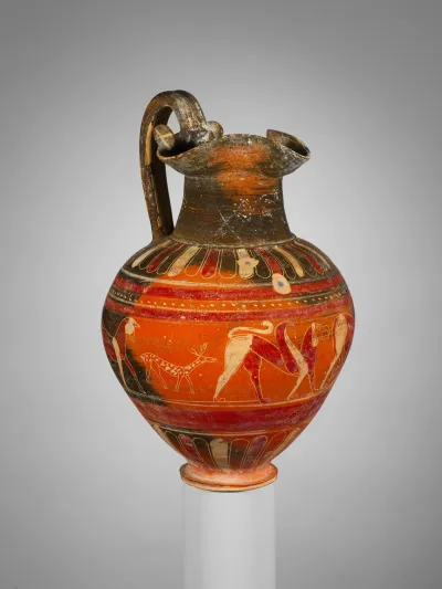 Terracotta trefoil oinochoe (jug)