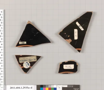 Terracotta fragments of kylikes (drinking cups)