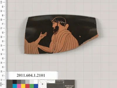 Terracotta rim fragment of a kylix (drinking cup)