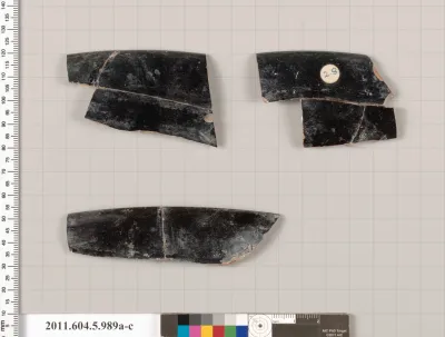 Terracotta rim fragments of a kylix (drinking cup)