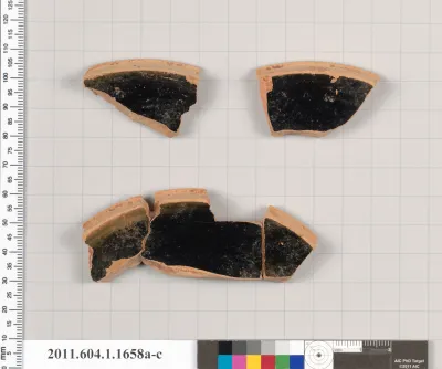 Terracotta fragments of a kylix (drinking cup)