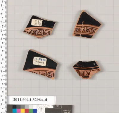 Terracotta fragments of kylikes (drinking cups)