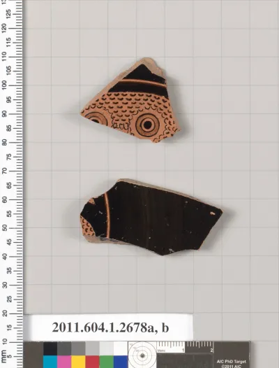 Terracotta fragments of a kylix (drinking cup)