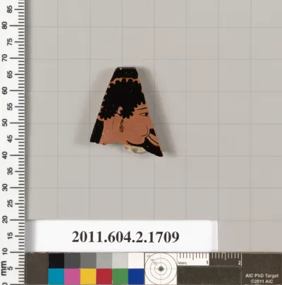 Terracotta rim fragment of a skyphos (deep drinking cup)