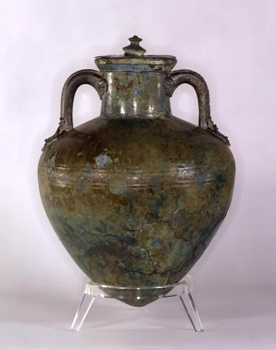 Bronze-Amphora mit Deckel (Spitzamphora mit Deckel, Unteritalische Spitzamphora mit Deckel)