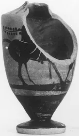 LEKYTHOS, FRAGMENT (ATHENIAN, BLACK-FIGURE)