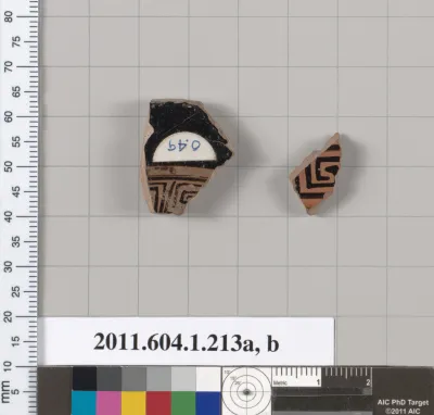 Terracotta fragments of a kylix (drinking cup)