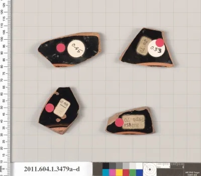 Terracotta fragments of kylikes (drinking cups)