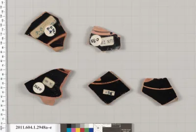 Terracotta fragments of kylikes (drinking cups)