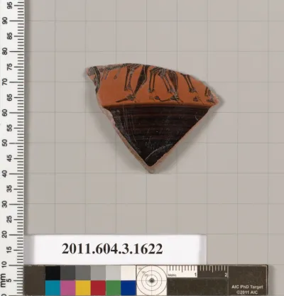 Terracotta fragment of a kylix: Band cup (drinking cup)