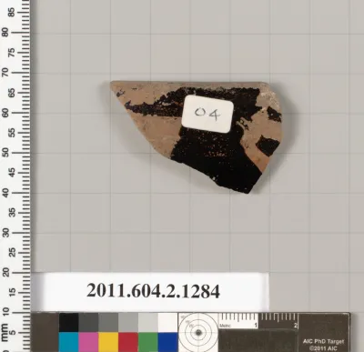 Terracotta rim fragment of a skyphos (deep drinking cup)