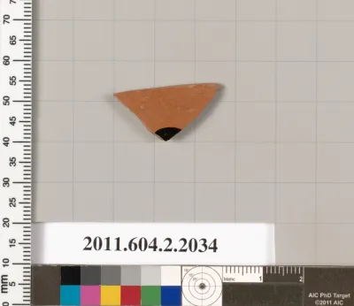 Terracotta fragment of a pot; unglazed on the inside