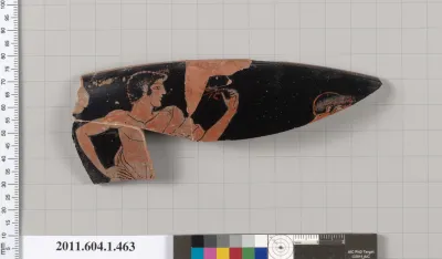 Terracotta rim fragment of a kylix (drinking cup)