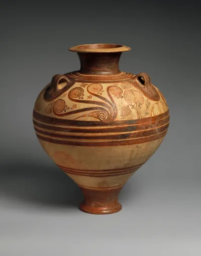 Terracotta jar with nautiluses