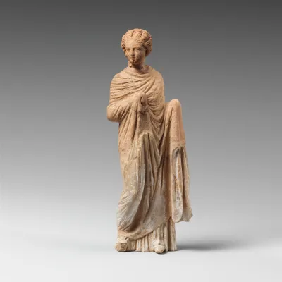Terracotta statuette of a draped woman