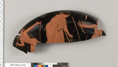 Terracotta rim fragment of a kylix (drinking cup)