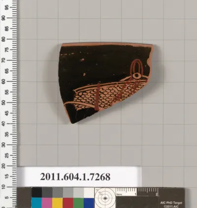 Terracotta rim fragment of a kylix (drinking cup)