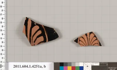 Terracotta fragments of kylikes (drinking cups)