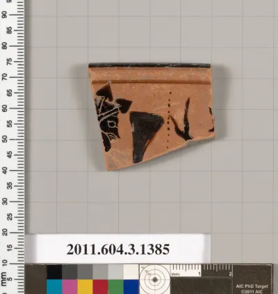 Terracotta rim fragment of a skyphos (deep drinking cup)