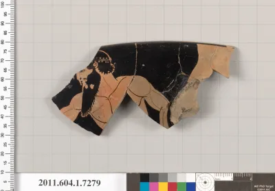 Terracotta rim fragment of a kylix (drinking cup)