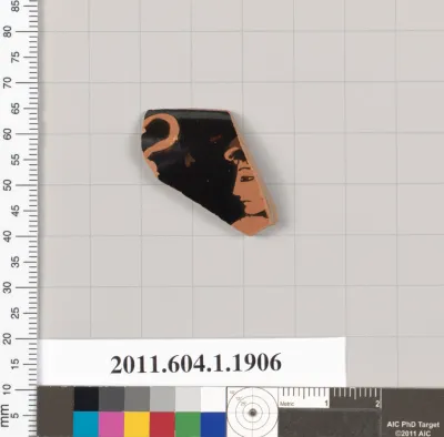 Terracotta rim fragment of a kylix (drinking cup)