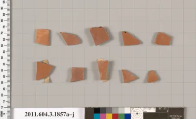 Terracotta fragments of kylikes: Band or lip cups (drinking cups)