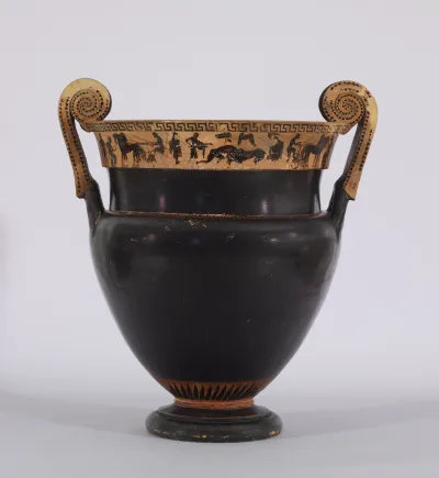 Volute Krater Depicting Herakles, a Lion, Combat and Spectators