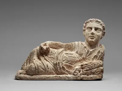 Lid of a Cinerary Urn with a Reclining Female Figure