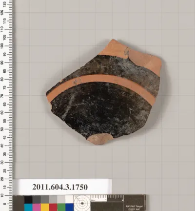 Terracotta fragment of a kylix: Band or lip cup (drinking cup)