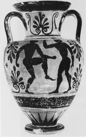 AMPHORA, NECK (ETRUSCAN, BLACK-FIGURE)