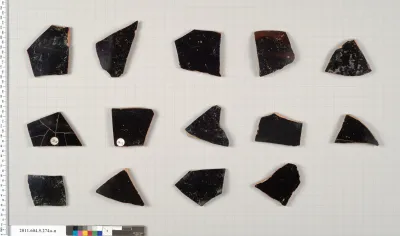 Terracotta fragments of kylikes (drinking cups)