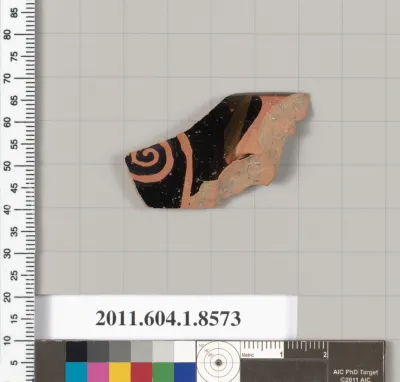 Terracotta rim fragment of a kylix (drinking cup)