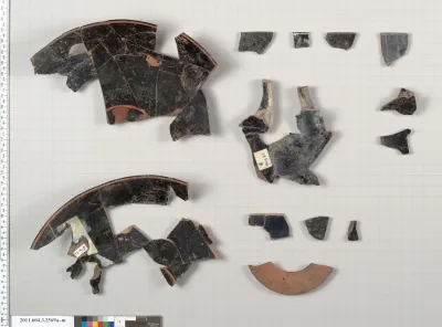 Terracotta fragments of a kylix: eye-cup (drinking cup)