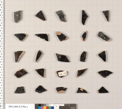 Terracotta fragments of kylikes (drinking cups)