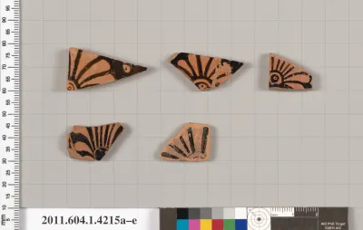 Terracotta fragments of kylikes (drinking cups)