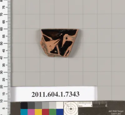 Terracotta rim fragment of a kylix (drinking cup)